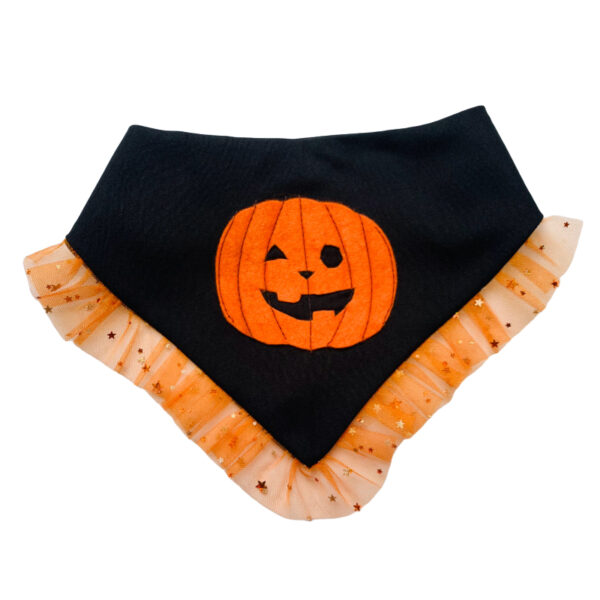 Bandana de halloween para perros y gatos con una Calabaza y Gliter